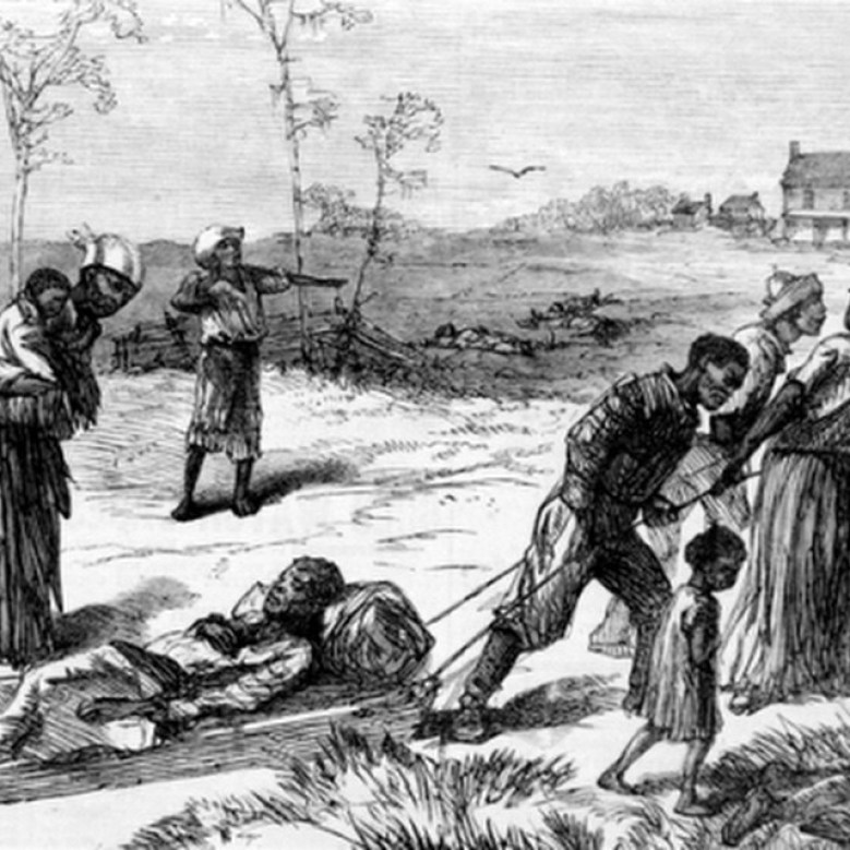 Colfax Massacre, Louisiana 1873. Survivors dragging away the dead and injured