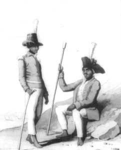 Two Khoi soldiers, 1800s